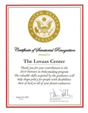 Senator Heller 2018 - Certificate of Senatorial Recognition